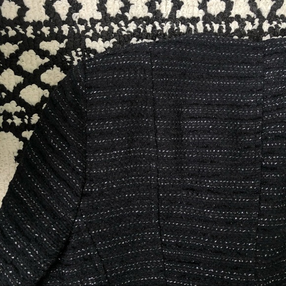 Cache Moto Style Blazer Jacket Metallic Thread Size 6 Black Tweed Military - Picture 7 of 8